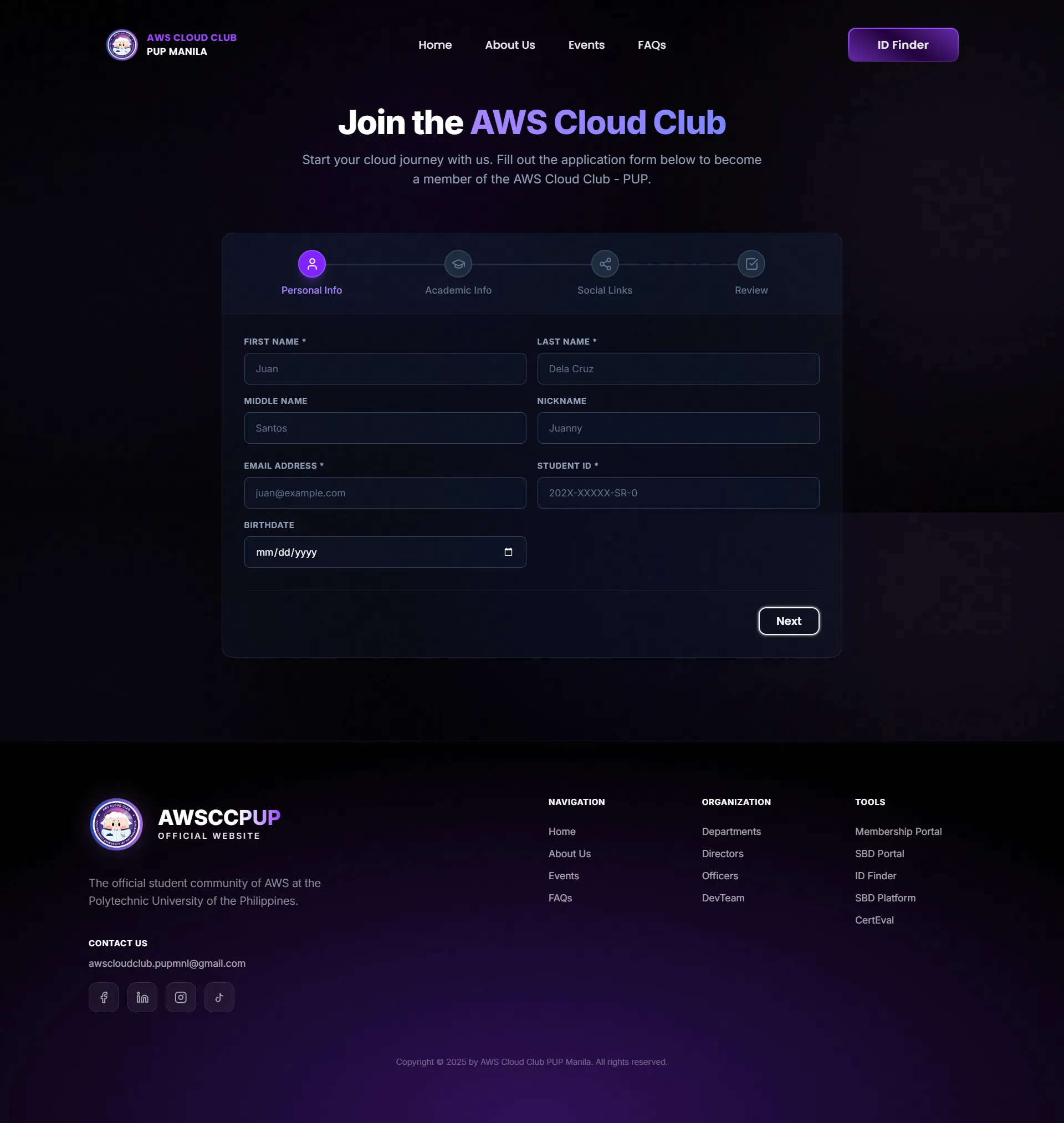 AWS Student Builder Group PUP Official Website — view 2