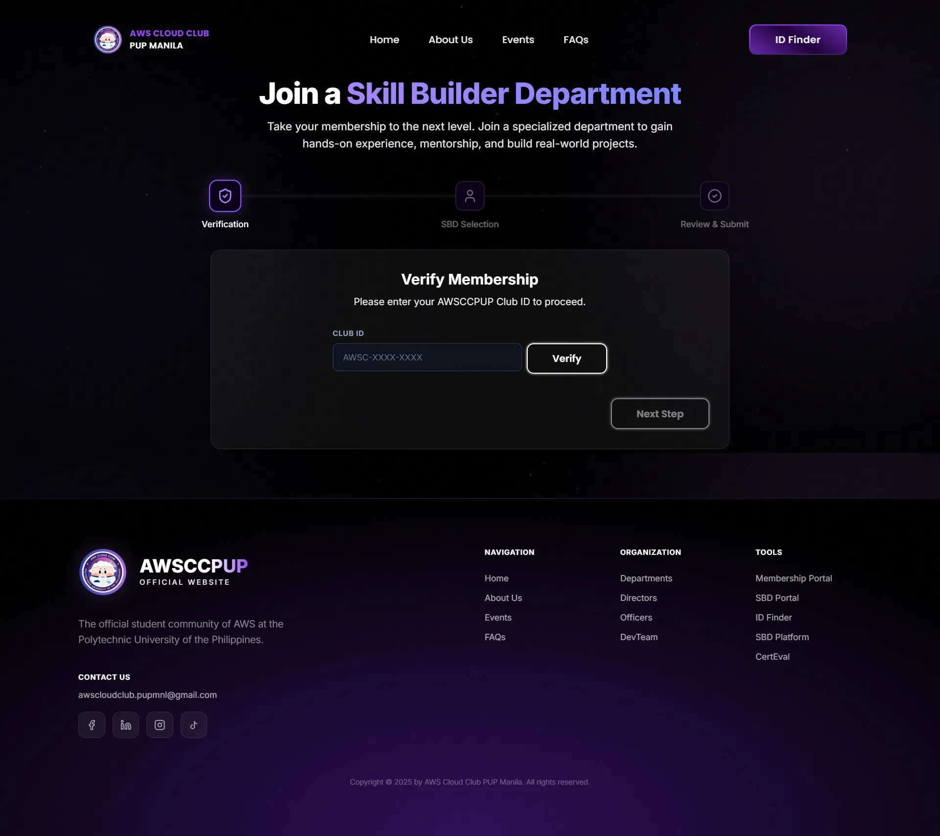 AWS Student Builder Group PUP Official Website — view 3